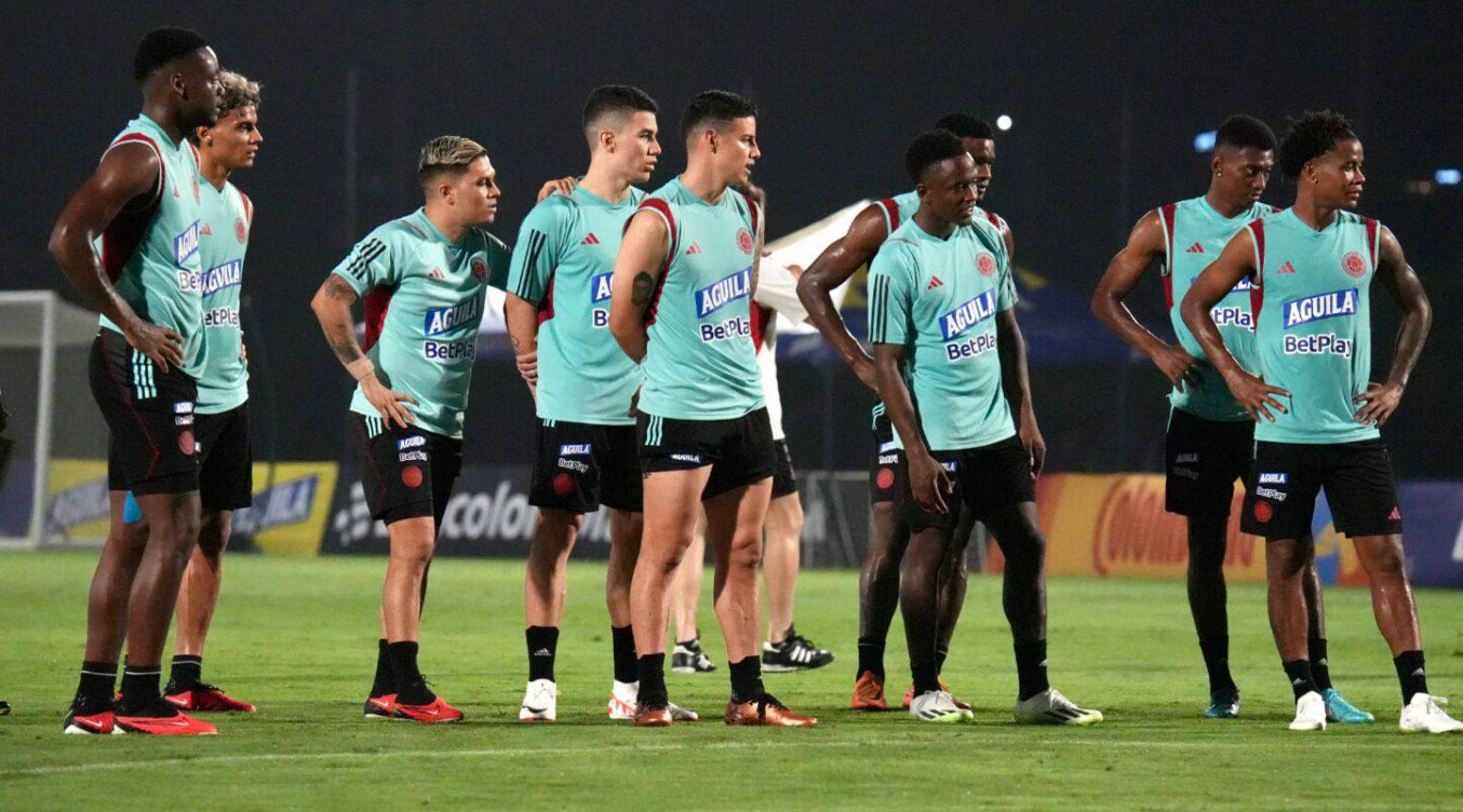 Seleccionado colombiano en entrenamiento para el partido ante Venezuela