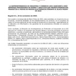 Documento oficial de la Superintendencia de Industria y Comercio con detalles de las sanciones
