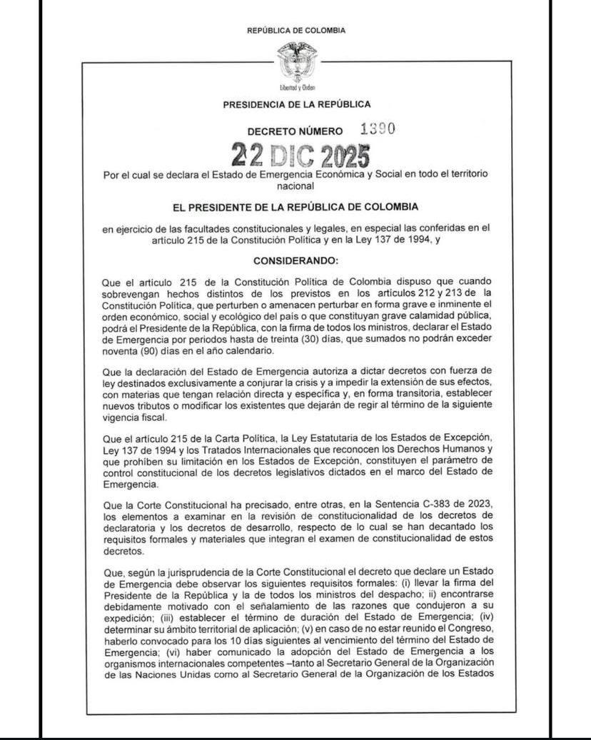 Gobierno decretó Emergencia Económica por 30 días tras fracaso de reforma tributaria