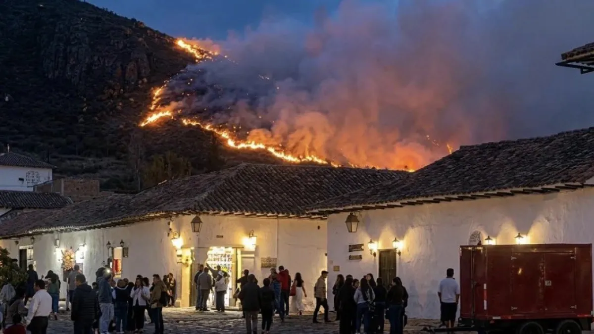 Incendio en Villa de Leyva afecta los cerros y el Santuario de Fauna y Flora Iguaque.
