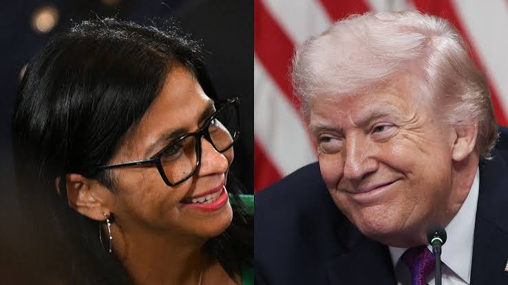 Trump y Delcy Rodríguez durante su reunión en Nueva York